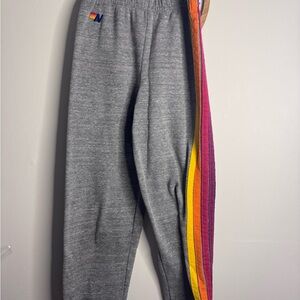 Aviator nation Kids Gray Sweatpants with Rainbow Stripe